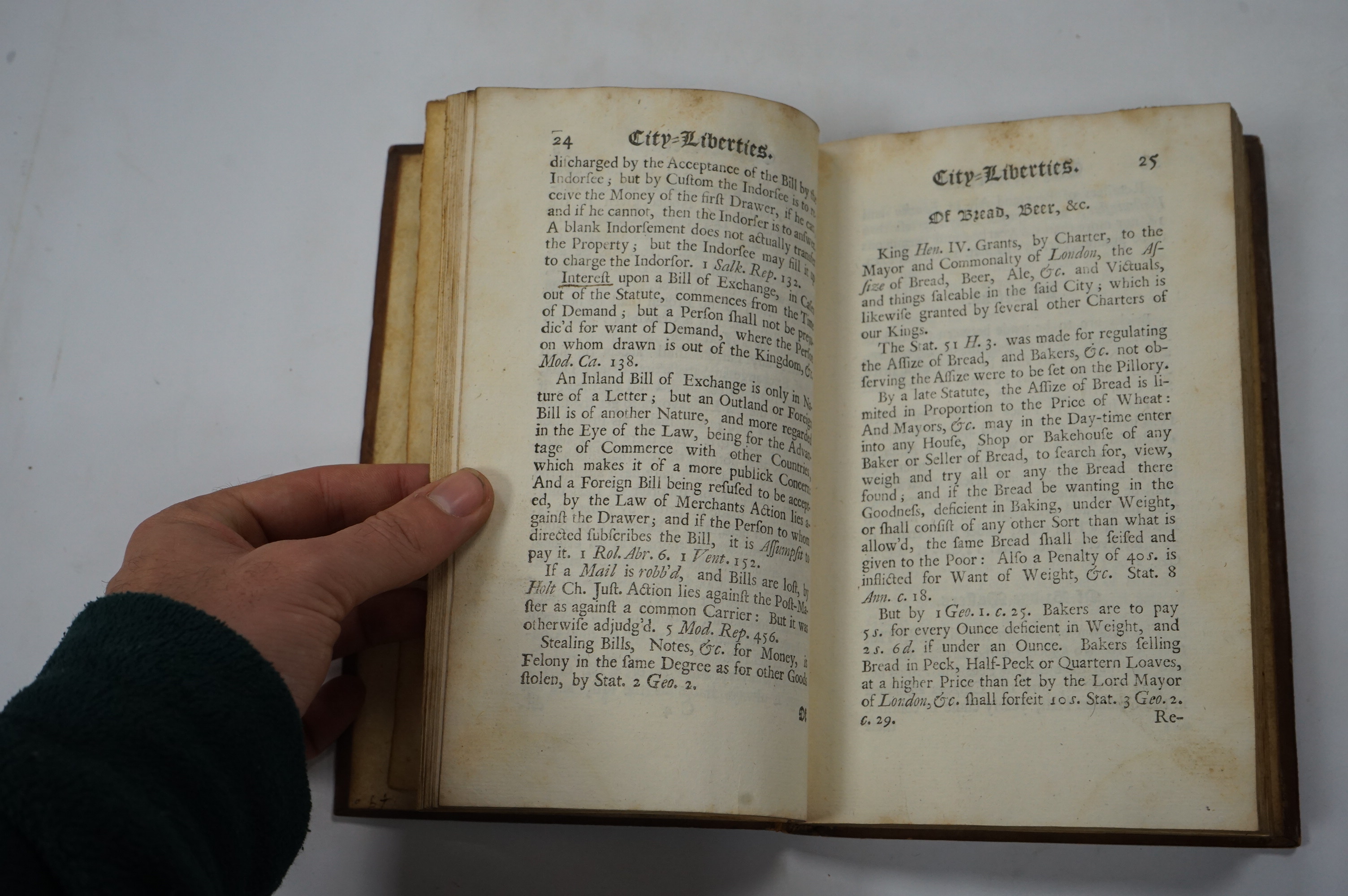 Jacob, Giles - City-Liberties: or, the Rights and Privileges of Freemen. Being a Concise Abridgement of all the Laws, Charters, By-Laws, and Customs on London, down to this Time. 1st edition, 168, [8] pp. 8vo. London: E.